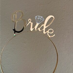 Gold Bride Headband, Sash and veil